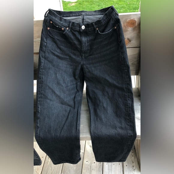 Black Wide Leg American Eagle Jeans - Picture 4 of 6